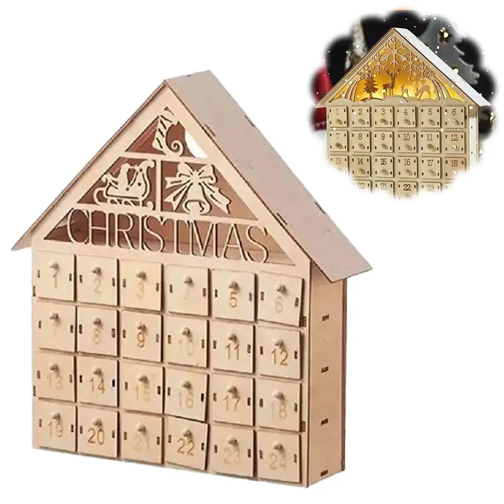 Christmas Advent Calendar 24 Days Countdown Decoration Reusable Detachable Wooden Tabletop Christmas Decoration