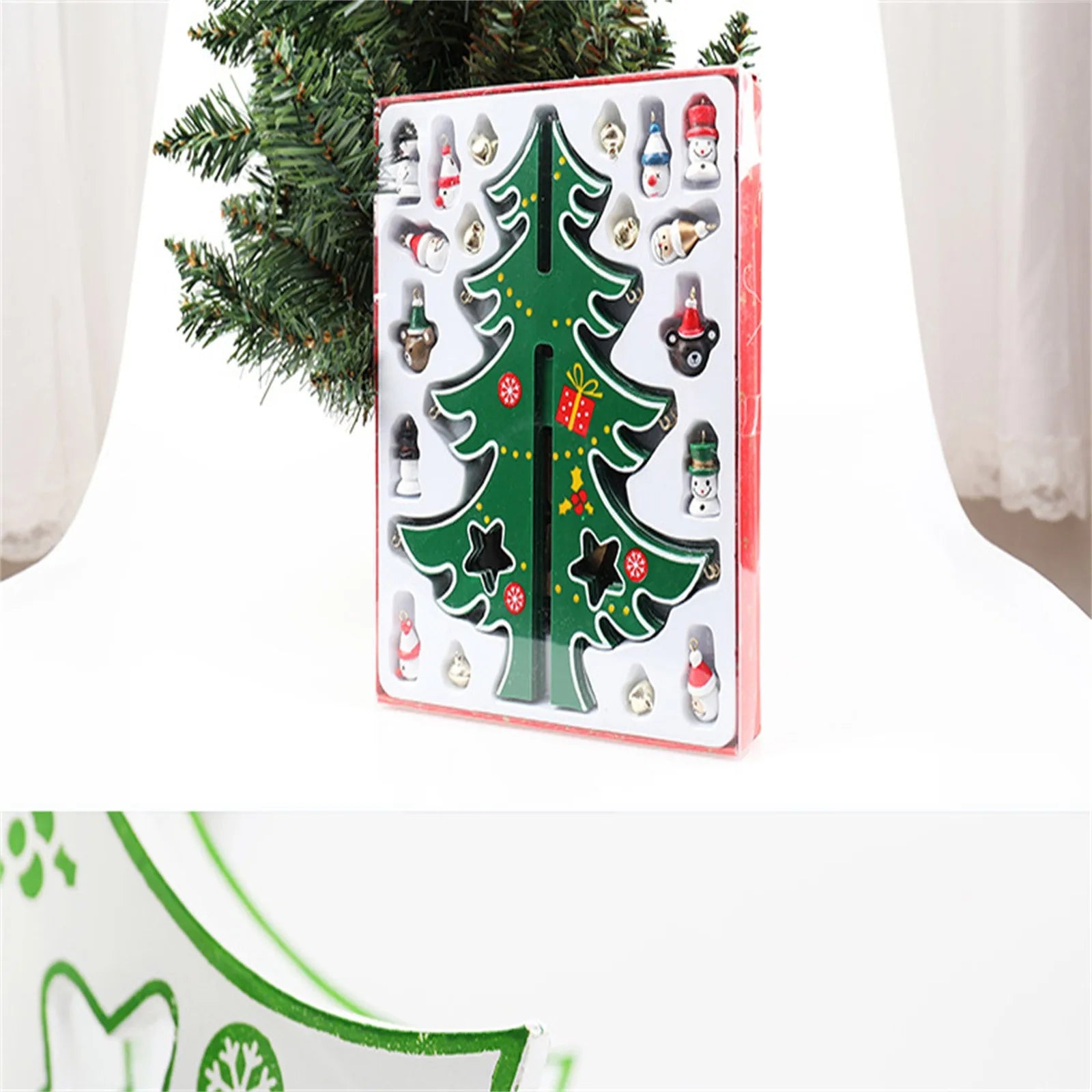 Christmas Wooden 3D Tree Ornament Festive Holiday Decor Tabletop Decoration Accessory Indoor Christmas Party Favor