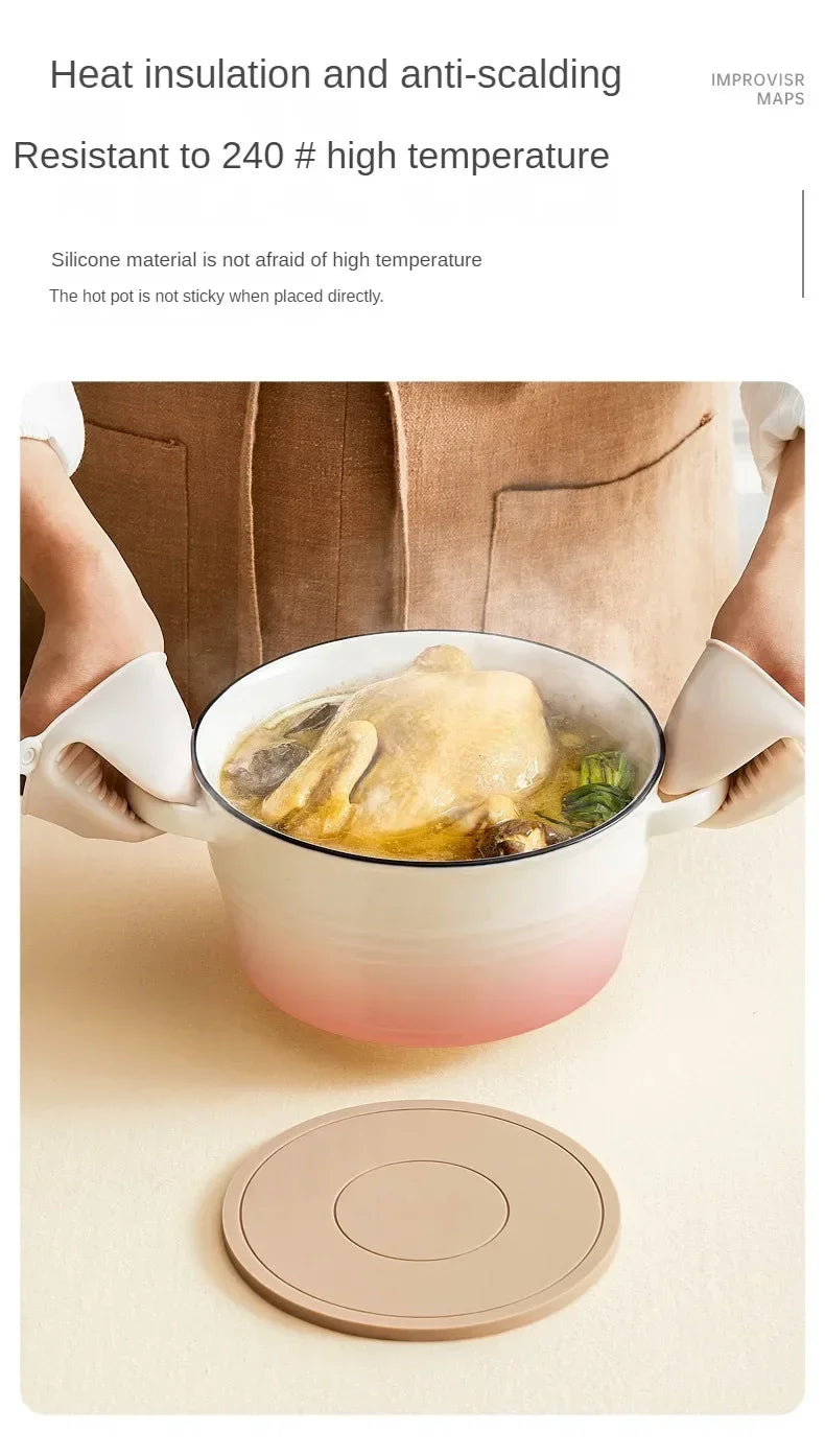 High Temperature Resistant Thickened Silicone Coaster Round Microwave Oven Mat Silicone Mat Placemat Heat Insulation Mat