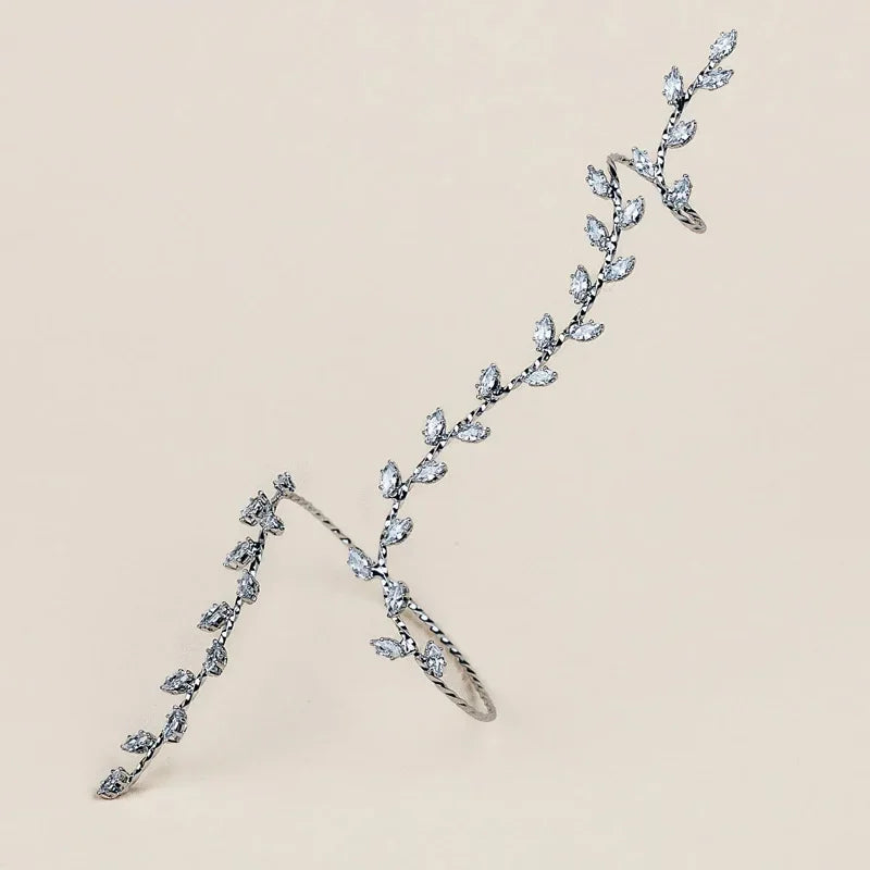 Boho Adjustable Leaf Cubic Zircon Hand Palm Bracelet
