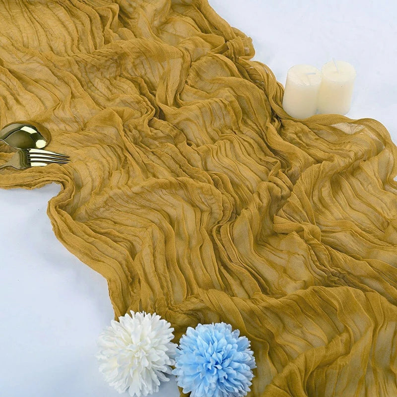 Beige Table Runner Gauze Cheesecloth