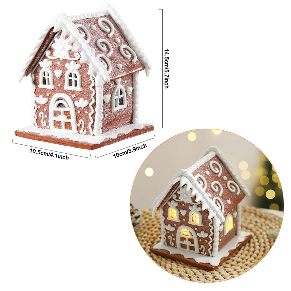 Christmas Glowing Brown Snowhouse Ornament Shiny House Xmas New Year Desktop Home Deco Kid Gift Christmas Party Supplies Navidad
