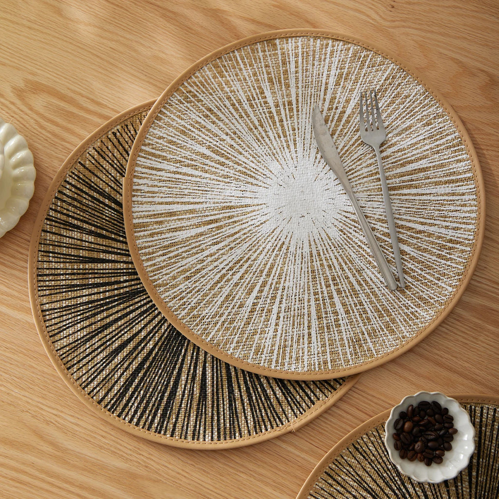 2/4/6/8pcs Round Burlap Macrame Placemats, Bohemian Jute Country Placemats, Diameter 15 Inches, for Table Decoration