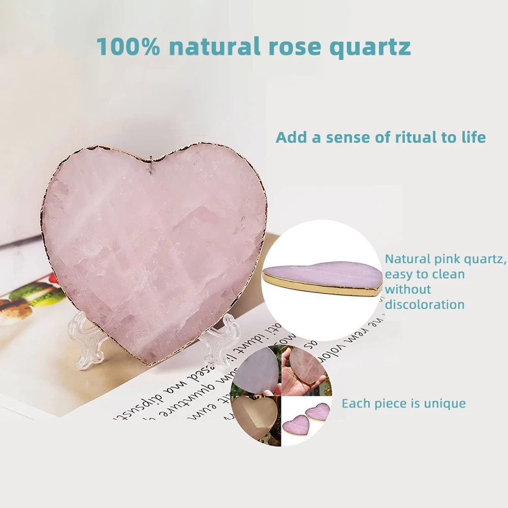 Home Creative Crystal Coaster Handmade Macrame Cup Cushion Natural Rose Quartz Non-slip Coffee Cup Round Mat Cook Accessories