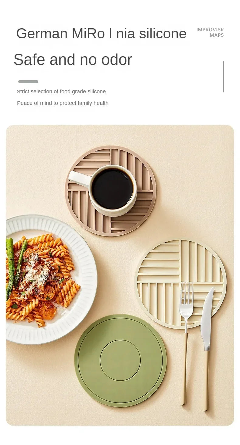 High Temperature Resistant Thickened Silicone Coaster Round Microwave Oven Mat Silicone Mat Placemat Heat Insulation Mat