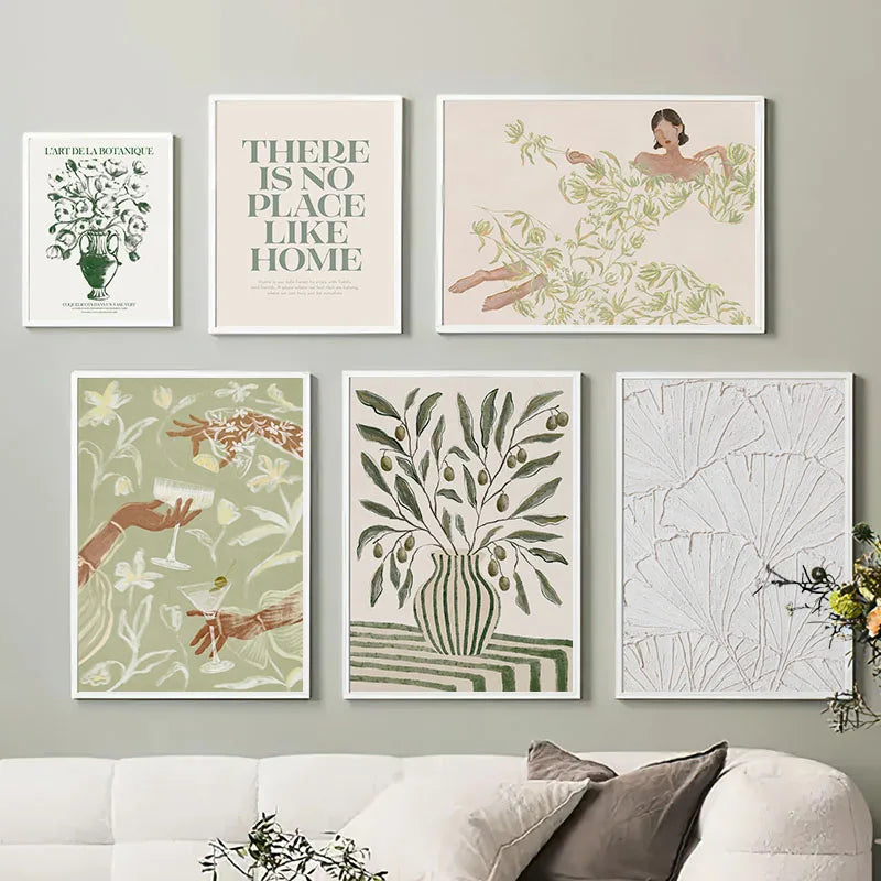 Cocktail Vase Leaves Flower Wall Art