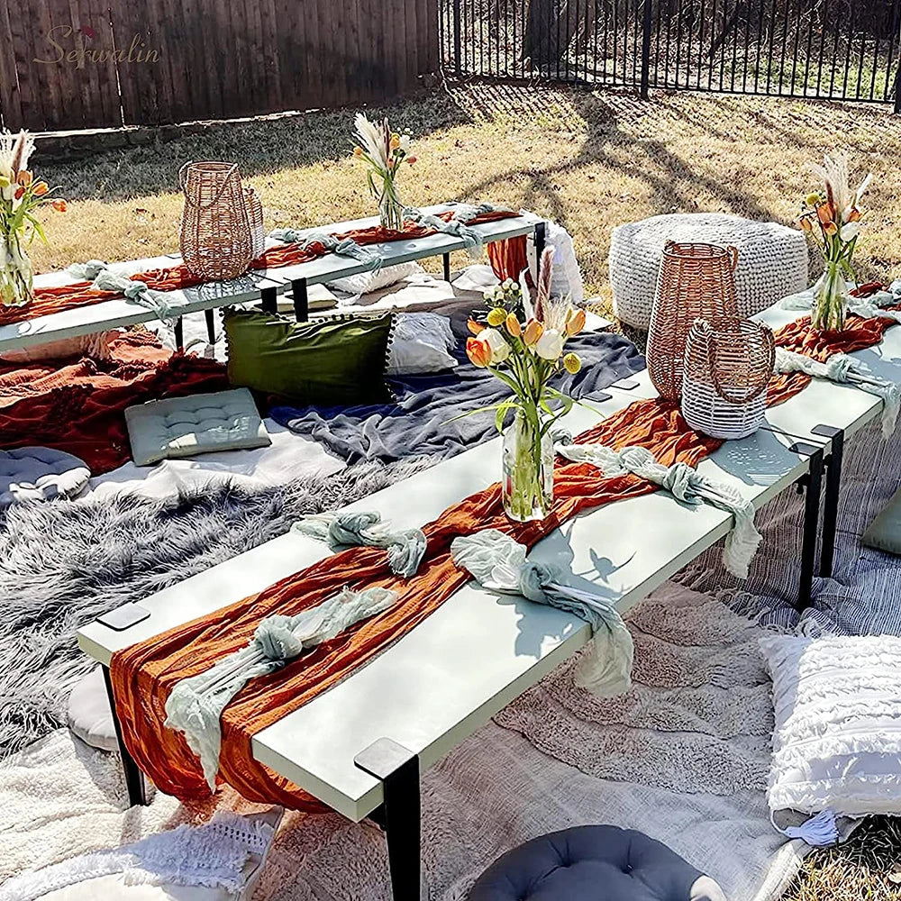 Beige Table Runner Gauze Cheesecloth