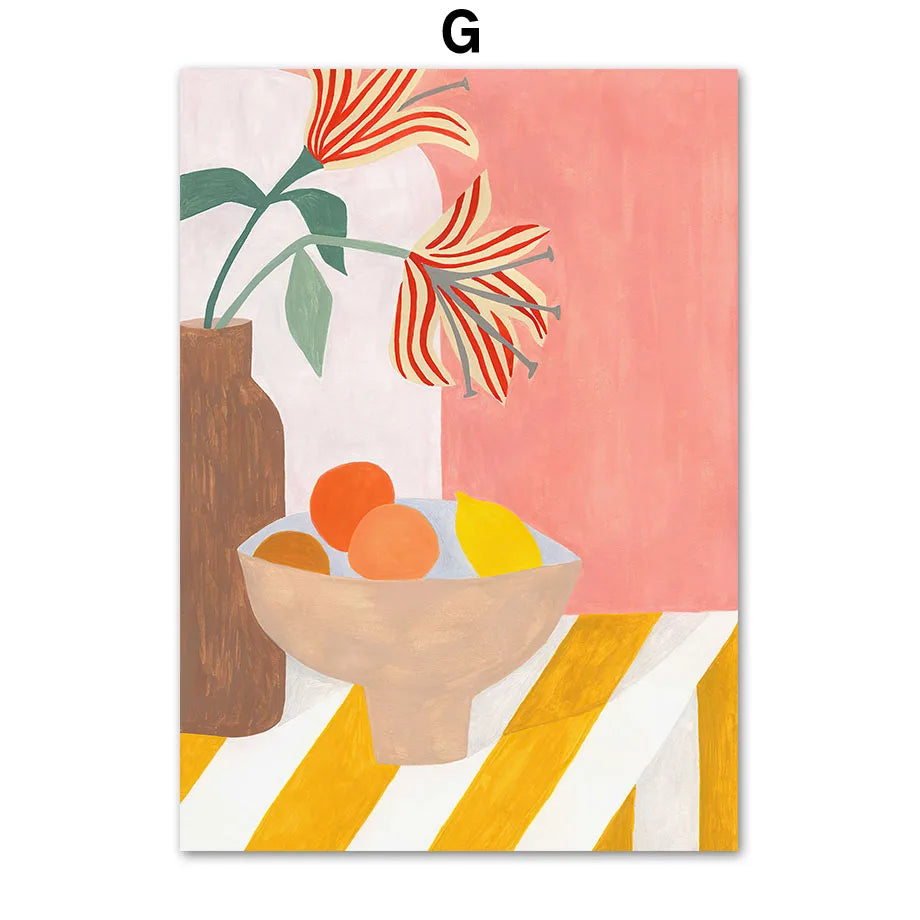 Boho Woman Flower Mountain Fruit Botanical Floral Wall Art Canvas Painting Posters And Prints Pictures For Living Room Decor