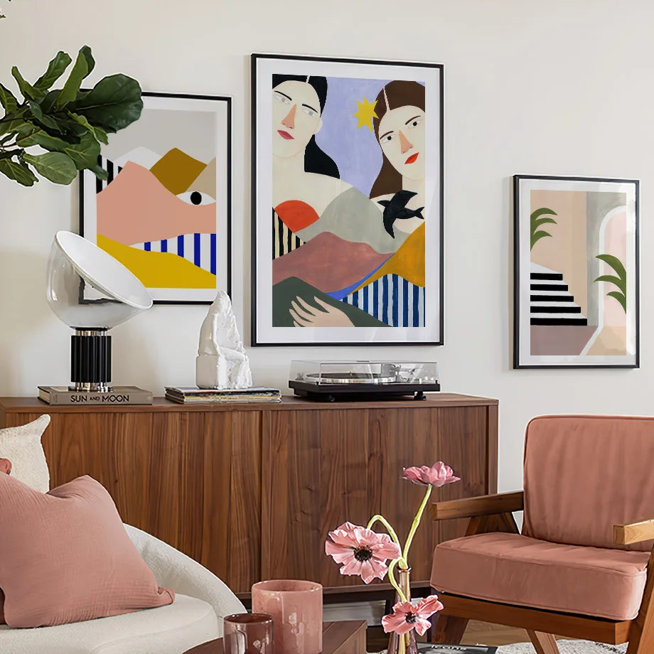 Boho Woman Flower Mountain Fruit Botanical Floral Wall Art Canvas Painting Posters And Prints Pictures For Living Room Decor