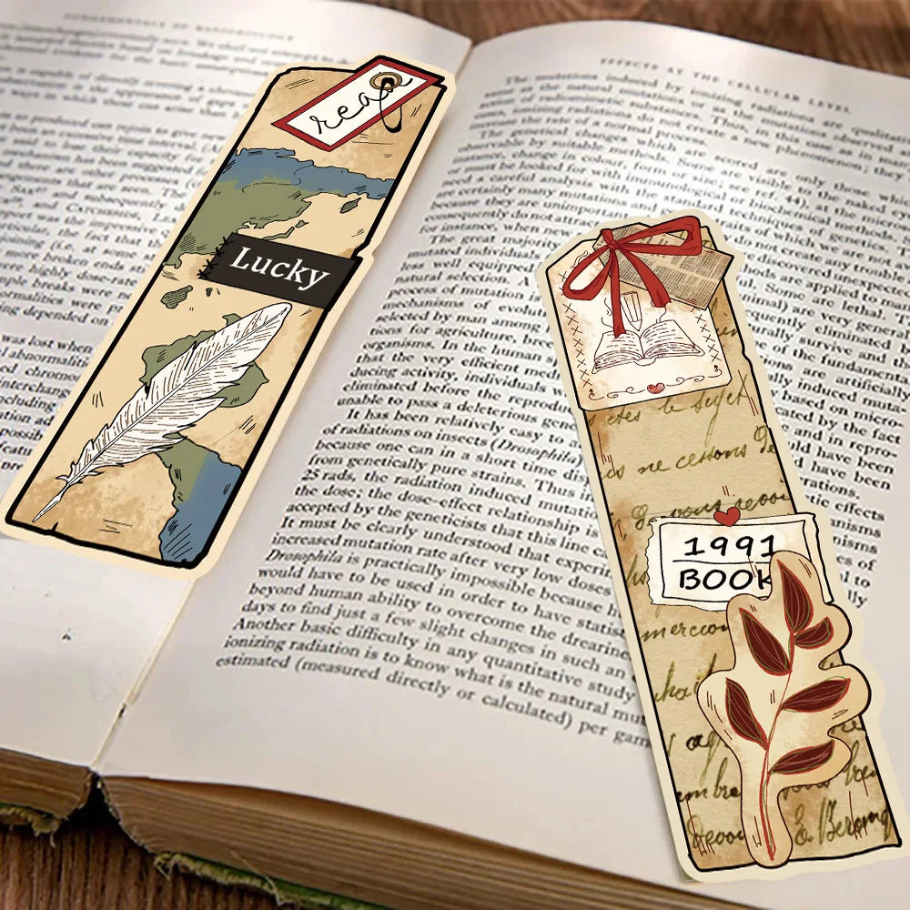 30PCS Vintage Reading Theme Bookmark Posters Cartoon Laptop Gifts Scrapbooking Aesthetic Journal Aesthetic Decorative Bookmark
