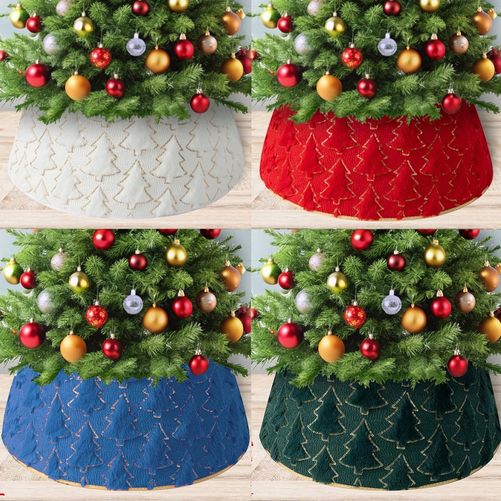 Christmas Tree Skirt Merry Christmas Tree Skirt Collar Christmas Holiday Indoor Decoration Gift Decorative Tree Bottom Cover