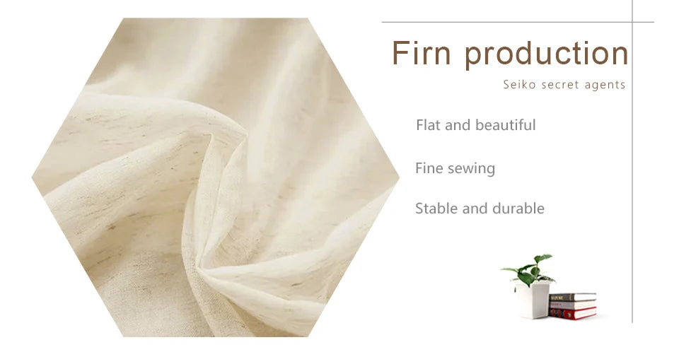 Japan Style Flax Linen Look Tulle Sheer Curtains for Living Room Windows Transparent Voile Curtain for Kitchen Rideaux Customize