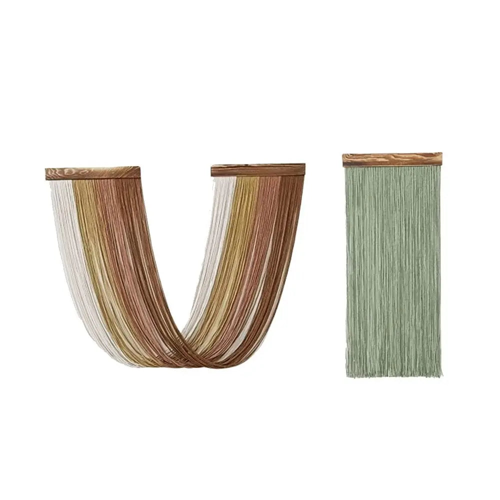 Boho Decor Wooden Wall Hanging Tapestry Tassel Hand-Woven Curtain Tapestry Aesthetic Cotton Rope Tapestry Apartment