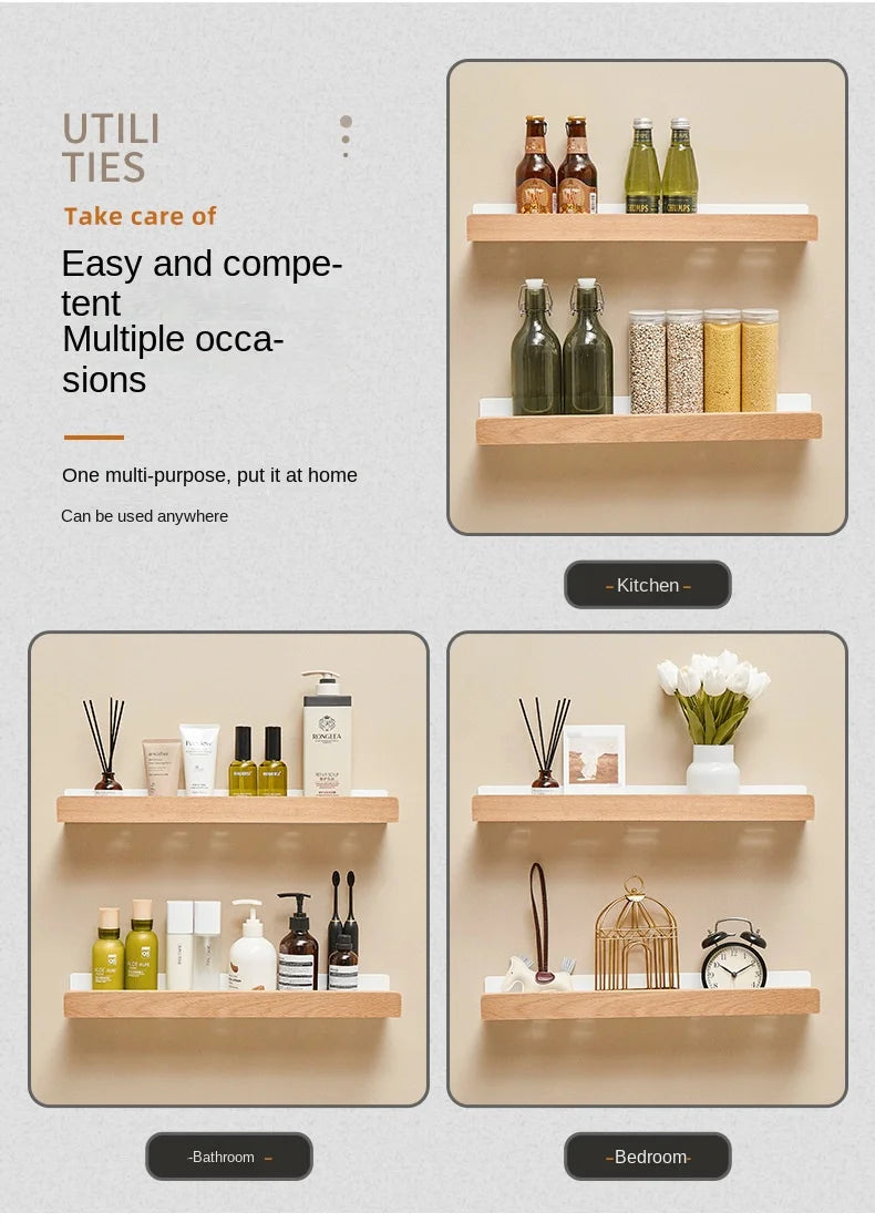 Beech wood bathroom storage rack