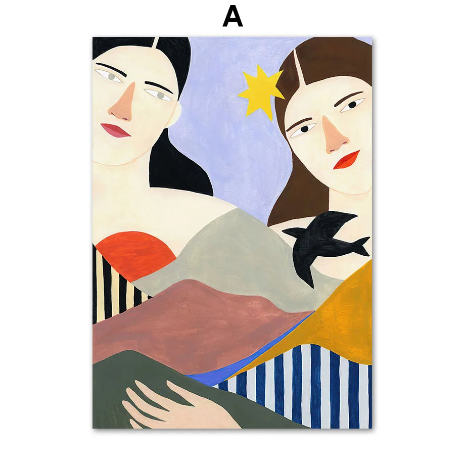 Boho Woman Flower Mountain Fruit Botanical Floral Wall Art Canvas Painting Posters And Prints Pictures For Living Room Decor