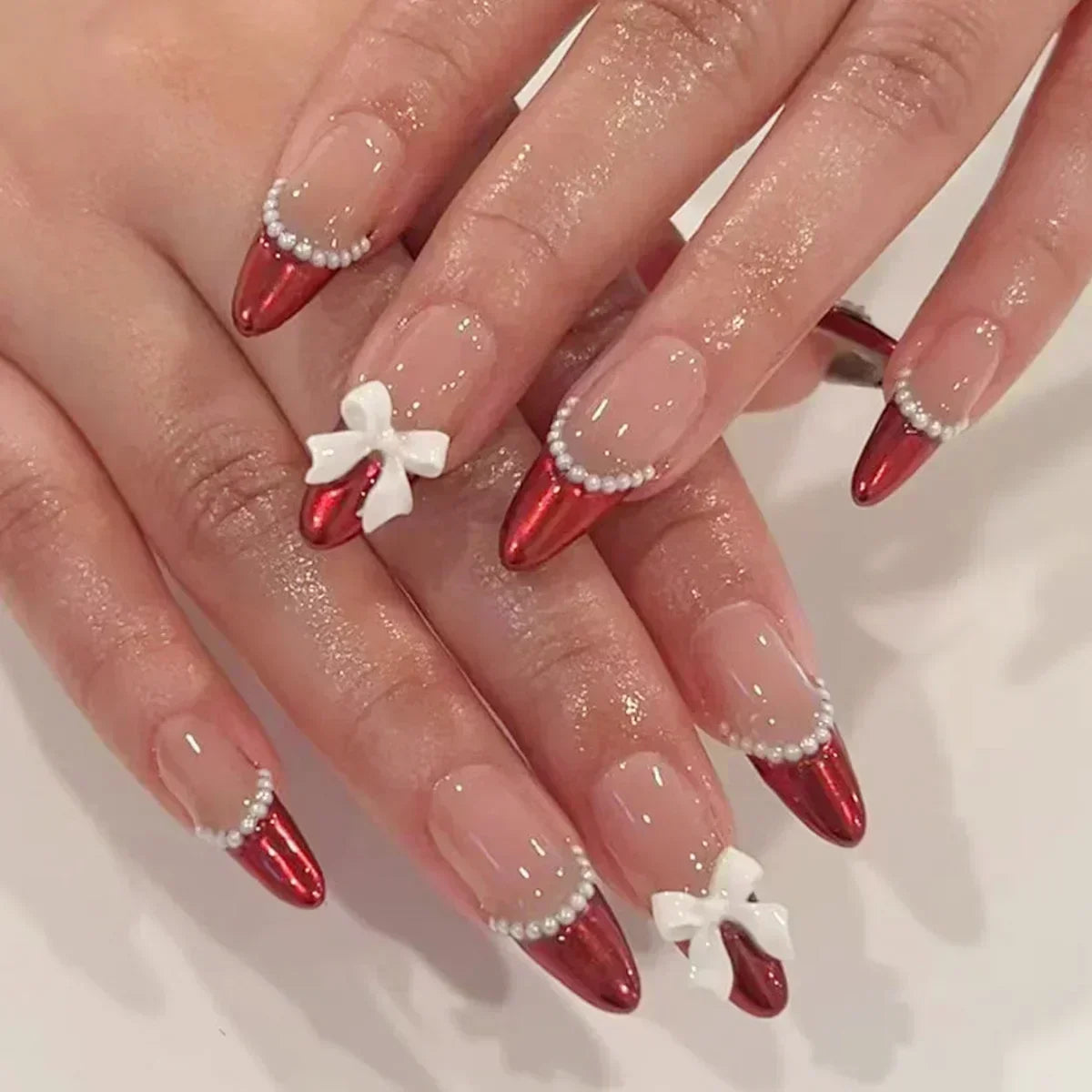 Almond False Nails Cute Strawberries