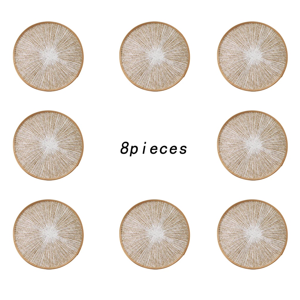 2/4/6/8pcs Round Burlap Macrame Placemats, Bohemian Jute Country Placemats, Diameter 15 Inches, for Table Decoration