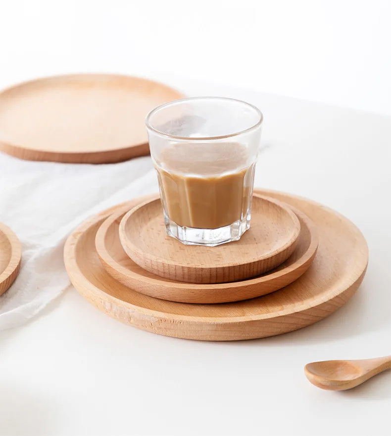 Oval wooden plate trays