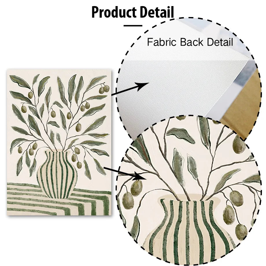 Cocktail Vase Leaves Flower Wall Art