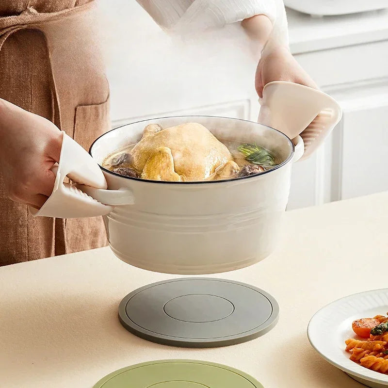 High Temperature Resistant Thickened Silicone Coaster Round Microwave Oven Mat Silicone Mat Placemat Heat Insulation Mat