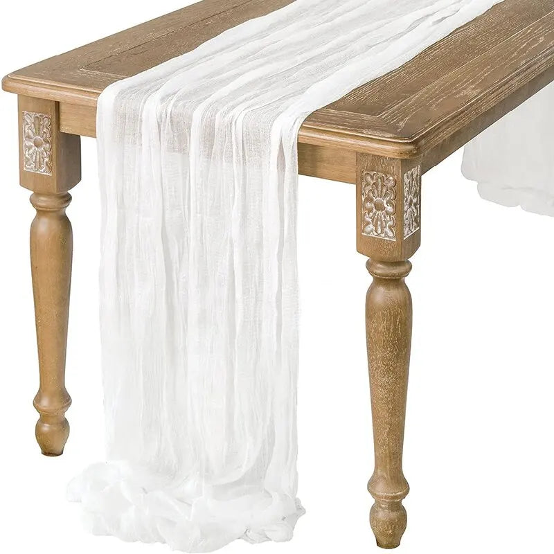 Beige Table Runner Gauze Cheesecloth