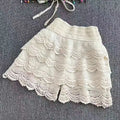 Boho Holiday Crochet Shorts Female Short Ladies Summer All-matching Trousers for Women High Waist Hollow Out Lace-up
