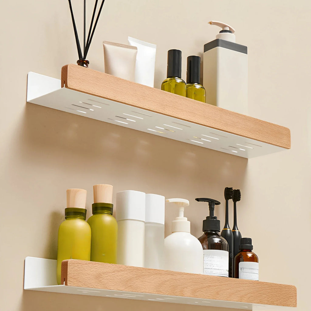 Beech wood bathroom storage rack