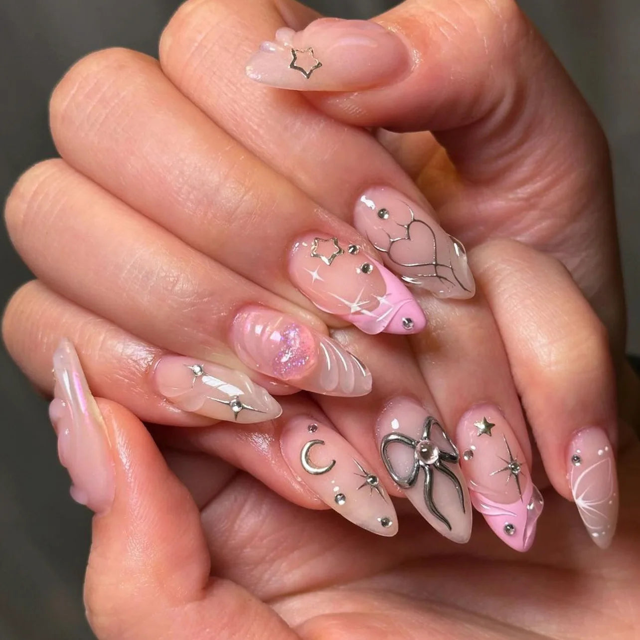 Almond False Nails Cute Strawberries