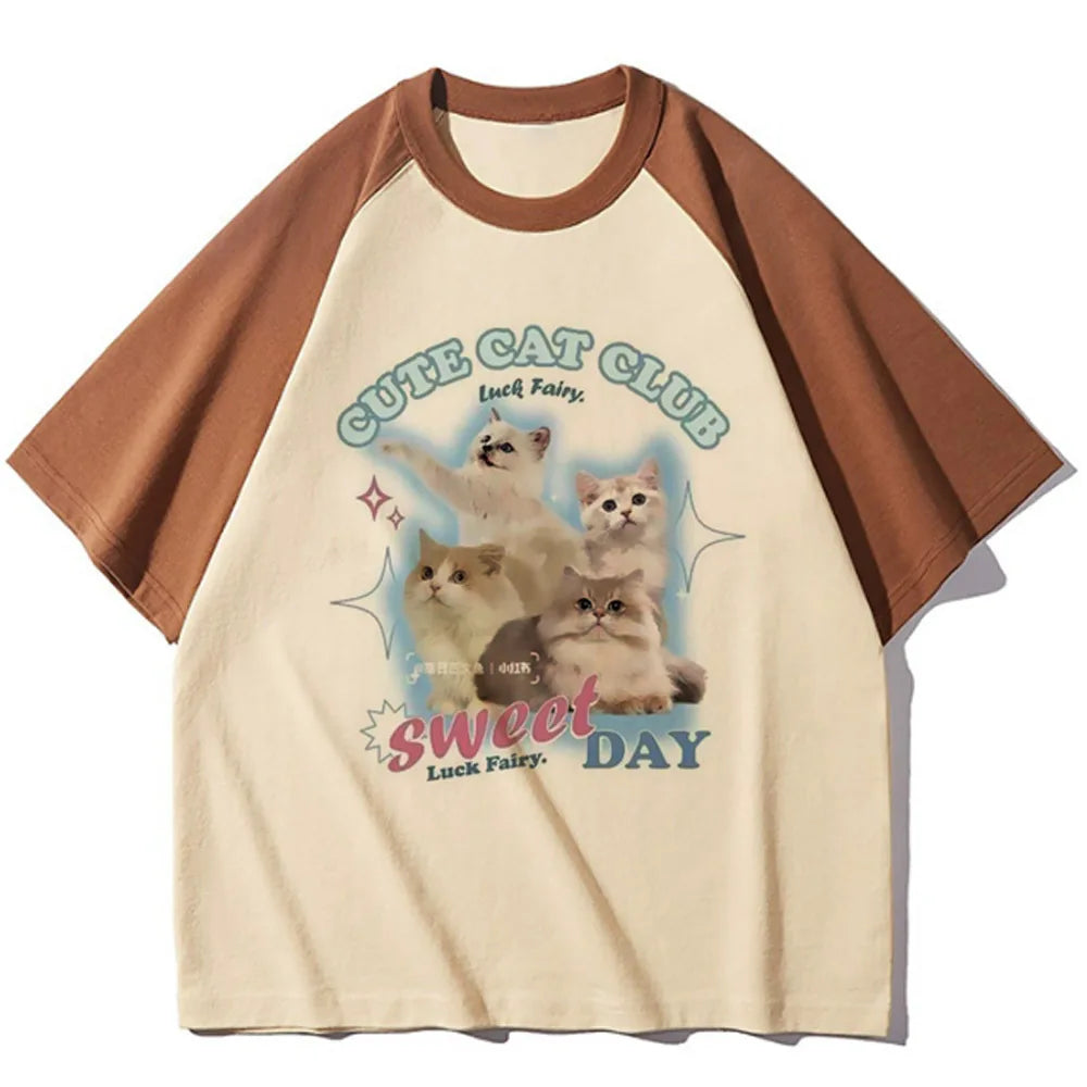 Kitten Cat Neko tshirt teen Punk Y2k graphic Breathable aesthetic tshirt aesthetic Digital anime Retro Vintage Comfortable