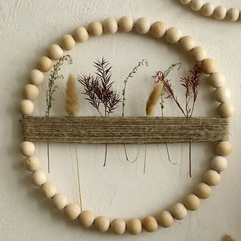 Wood Bead Door Wreath Elegant Wall Ornaments