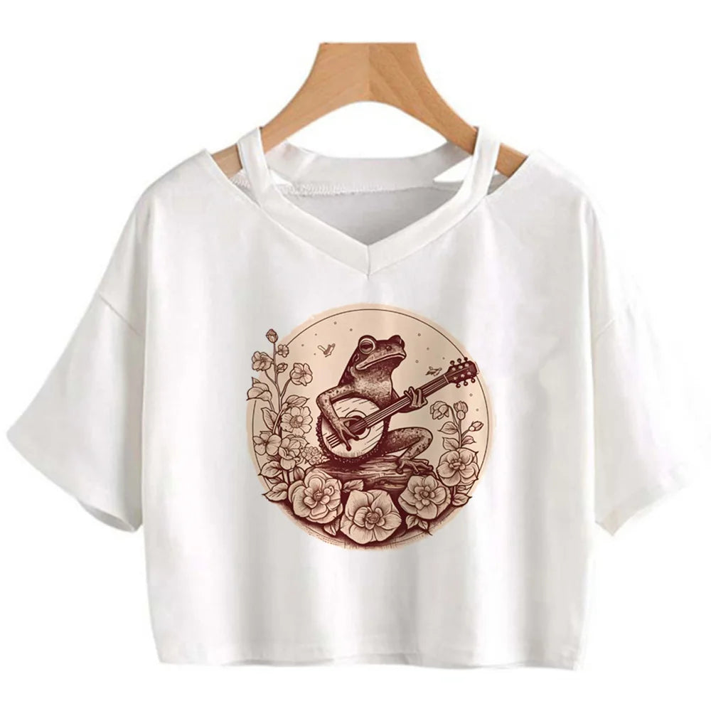 Goblincore 2000s aesthetic graphic  crop top Woman cute 2000s aesthetic manga t-shirts tee