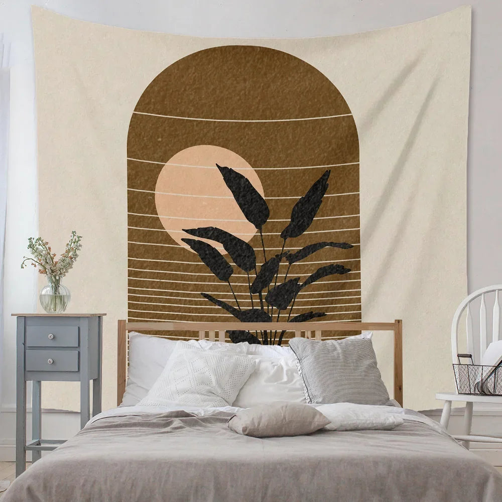 Boho Background Illustration Mural Decor Geometric Tapestry Wall Hanging Bedroom Aesthetic  Blanket