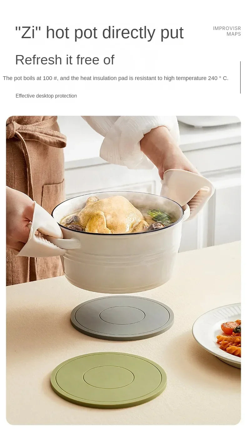 High Temperature Resistant Thickened Silicone Coaster Round Microwave Oven Mat Silicone Mat Placemat Heat Insulation Mat