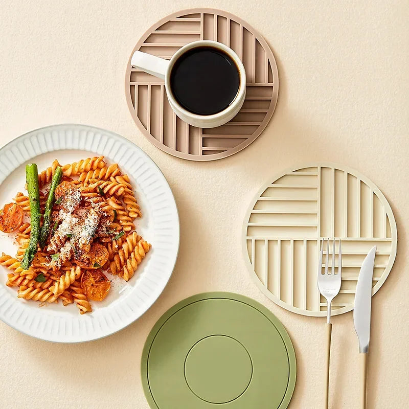 High Temperature Resistant Thickened Silicone Coaster Round Microwave Oven Mat Silicone Mat Placemat Heat Insulation Mat