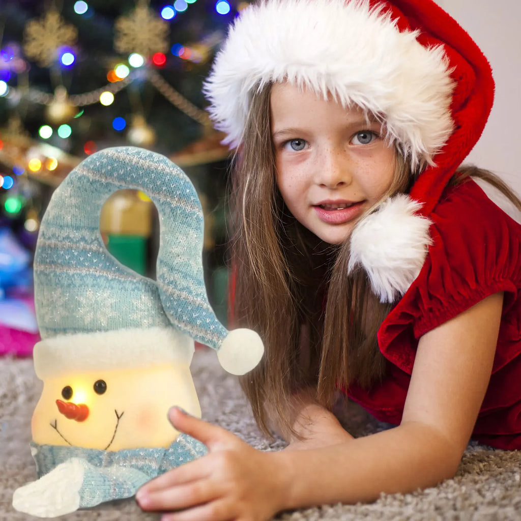 Christmas Lighted Blue Snowman Ornament Glowing Snowman Ocean Style Creative Christmas Gifts Home Door Hanging Decoration