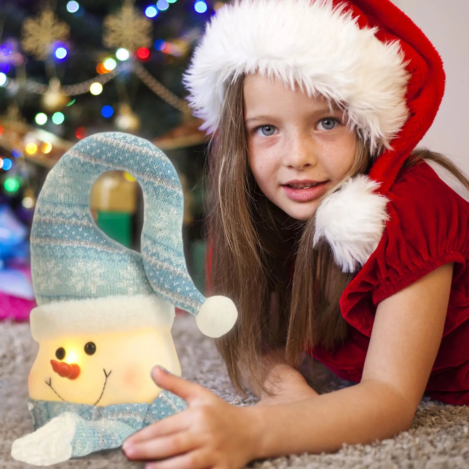 Christmas Lighted Blue Snowman Ornament Glowing Snowman Ocean Style Creative Christmas Gifts Home Door Hanging Decoration