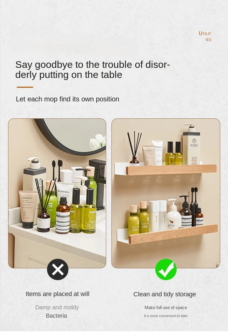 Beech wood bathroom storage rack