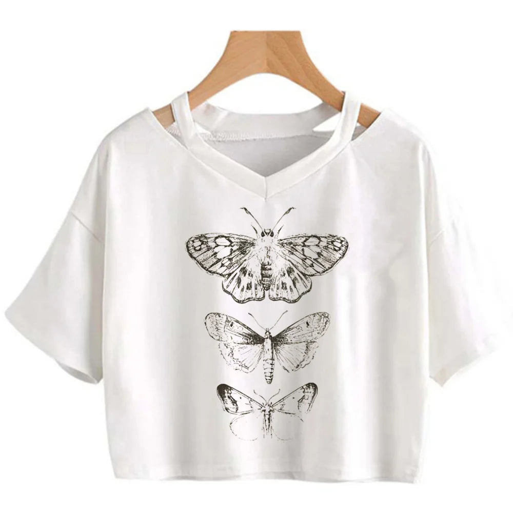 Goblincore 2000s aesthetic graphic  crop top Woman cute 2000s aesthetic manga t-shirts tee