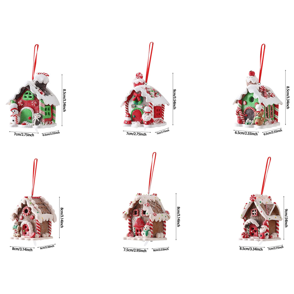 Christmas Theme LED Pendant Snowman Gingerbread Santa Claus Light House Soft Pottery Hanging Tree Home New Year Party Decoration