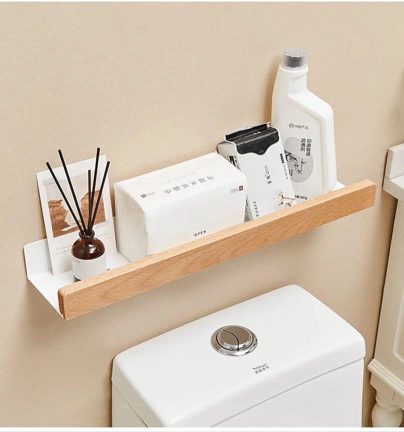 Beech wood bathroom storage rack