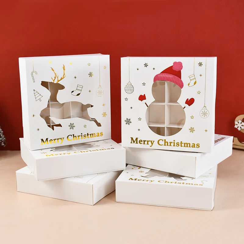 Christmas Cookie Gifts Boxes Candy Snack Packing Bags Merry Christmas  Decorations For Home Xmas Wrapping 2025 New Year Gift Box