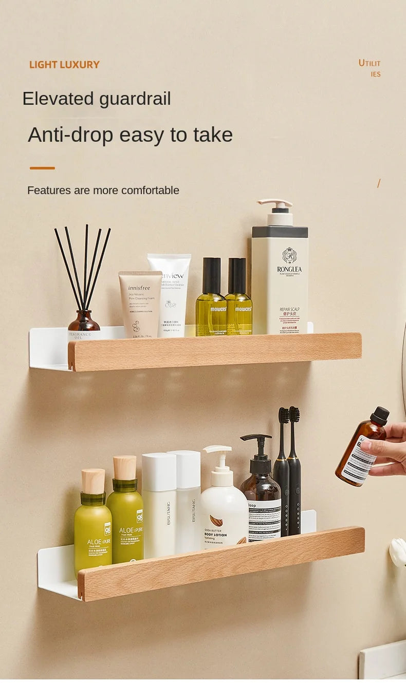 Beech wood bathroom storage rack